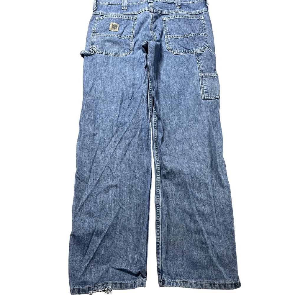 Lee Dungarees Carpenter Jeans Mens 34x30 Blue Light Wash Relaxed Denim Workwear